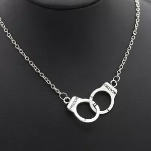 Unisex Freedom Handcuffs Pendant Bracelet Necklace - Police or BDSM - UK Stock - Picture 1 of 16