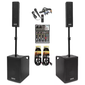 More details for portable column pa system - vonyx vx1050 speaker system, mixer, stands &amp; mic