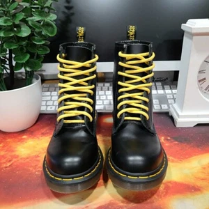 WORN ONCE! LOOK NEW! Dr Martens 1460 Smooth Leather Black Boots Size UK 4 - Picture 1 of 24