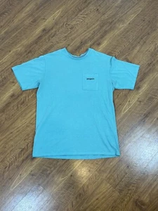 Patagonia Womens Small Short Sleeve T-Shirt Top Teal Green Graphic Logo - Picture 1 of 5