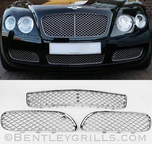 Juego de 3 piezas para Bentley Continental GT GTC cromado parrillas inferiores 2004-2010 nuevo en stock - Imagen 1 de 4
