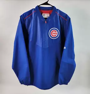 Majestic Chicago Cubs Mens Jacket Size Small 1/2 Zip Vented Back Logo Coolbase - Picture 1 of 11