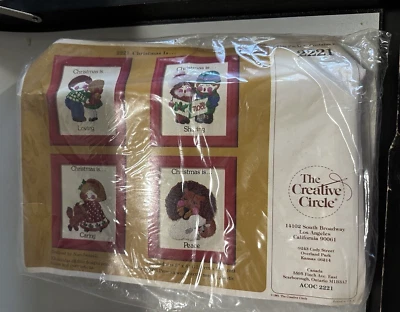 Crewel Embroidery Kit  Creative Circle Christmas is caring peace sharing loving - Image 1 of 4
