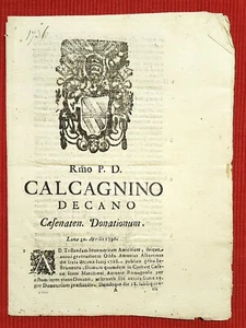 5120-STATO PONTIFICIO,CESENA,CALCAGNINO, DONAZIONE MARCHIONI ANTONIO, 1736 - Picture 1 of 4