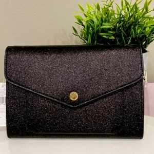 Bolso Bandolera Kate Spade Nuevo con Etiquetas Negro Oropel Solapa con Cadena y Correa de Cuero - Imagen 1 de 6
