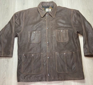Territory Ahead Jacket Men XL Brown Chore Barn Blanket Lined Leather Outdoor - Picture 1 of 13