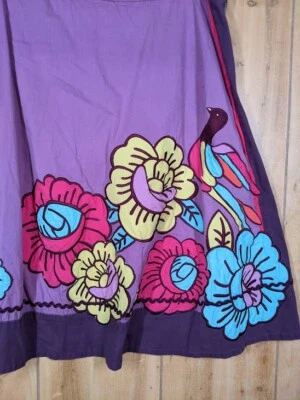 Falda Anthropologie Odille Pájaro Flores Apliques Talla 6 Línea A Colorida Boho Foto 1 de 4