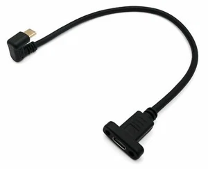 USB 3.1 U Turn 30 CM Cable Type C Plug To Socket 360° Angle Screw Black - Zdjęcie 1 z 4