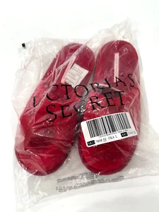 Victoria's Secret Red Pom Pom Slippers Slip On Size L 9/10 NEW NWT - Picture 1 of 6