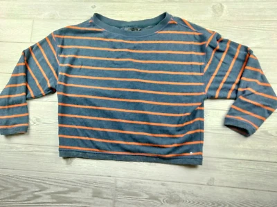 Sudadera Prana Mujer Pequeña S Naranja Azul Rayas Cuello Redondo Mezcla Cáñamo Pullover Foto 1 de 4