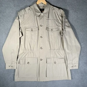 VTG Willis & Geiger Jacket Hunting Safari Bush Poplin Tan Hemingway Mens L Tall - Picture 1 of 14