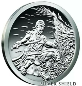 1 OZ 999 REINES SILBER SCHILD PROOF 2016 TIEGEL NUR MITGLIEDER KRIEGER RUNDE MÜNZE  - Bild 1 von 5