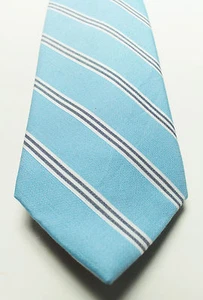 NEW MENS CLUB ROOM ESTATE NECKWEAR UMBRELLA STRIPE BLUE COTTON SILK NECK TIE $52 - Picture 1 of 2