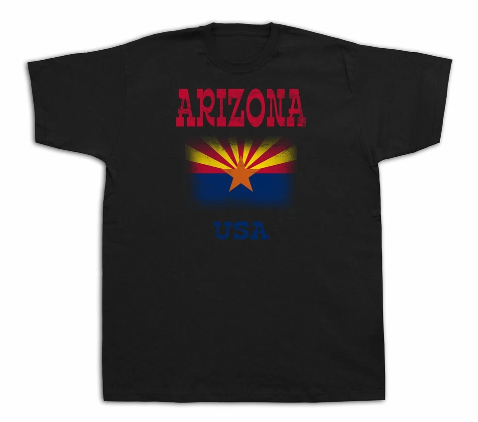 Camiseta Bandera Arizona Estado EE. UU. Recuerdo Lugares Turísticos Ciudades Camiseta Divertida Informal Foto 1 de 1