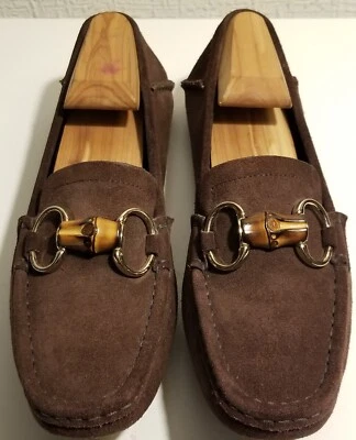 Gucci женщин бамбука лошадь бит коричневый замши плоский мокасины стиль #155162 / размер: 6,5 - Изображение 1 из 4
