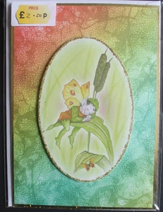 SLEEPING FAIRY ELF PIXIE GREETINGS HANDMADE BLANK GREETING CARD - Picture 1 of 1