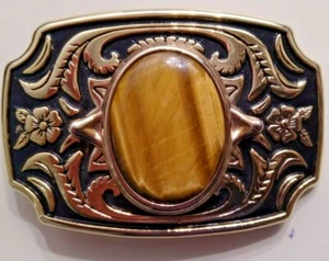 NEW Tiger Eye Belt Buckle 2.5”X3.5” Made In USA Western Style - Picture 1 of 3