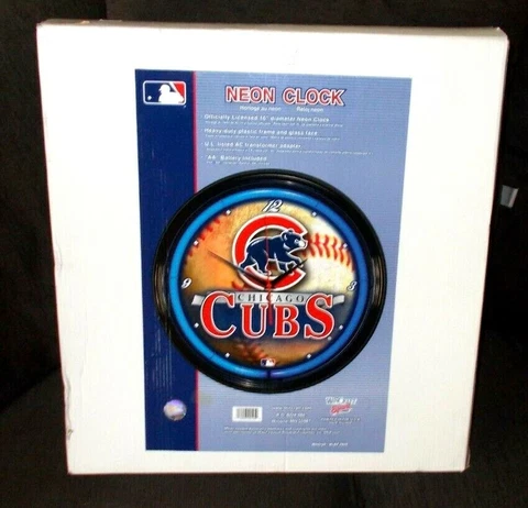 WinCraft Sports Chicago Cubs Neon Wall Clock, 16" New Cover