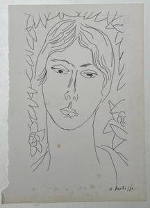 Henri Matisse (Handmade) Drawing On old Paper Signed & Stamped Vtg Art - Picture 1 of 4