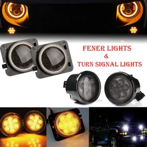 Smoked LED Turn Signal Side Marker Fender Light For Jeep Wrangler JK JKU 2007-18 - Picture 1 of 12