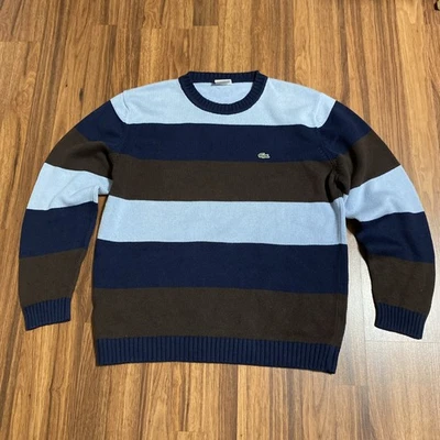 Suéter Vintage Lacoste Rayas Multicolor Talla 5 (Grande)/Azul Marino, Azul Claro, Marrón Foto 1 de 4