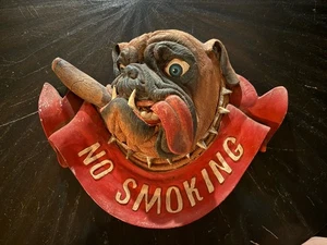 Vintage Bar Schild Zigarre Rauchen Englische Bulldogge Hund NICHTRAUCHER - Bild 1 von 8