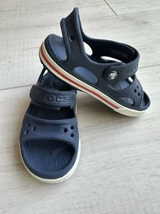 Crocs Blue W Red White USA Baby Toddler Sz 9 Open Toe Sandals - Picture 1 of 5