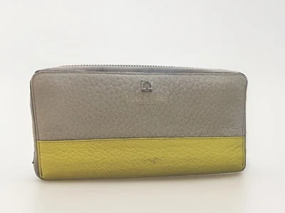 Cartera Kate Spade New York Colorblock Cuero Cremallera Gris/Amarillo - Buen Estado Foto 1 de 4