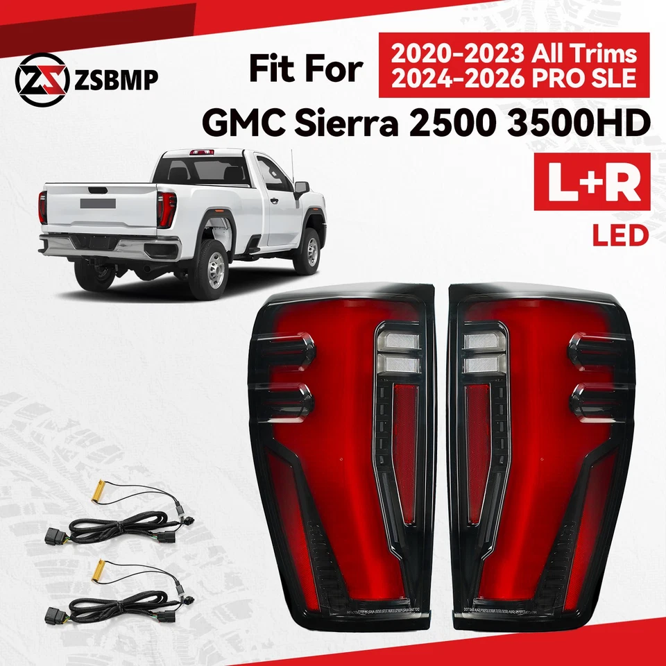 Upgrade LED Tail Lights For 2020-2026 GMC Sierra 2500 3500 HD Left+Right Pair Foto 1 de 4