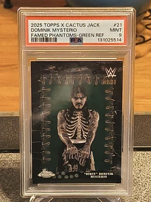 2025 Topps Chrome 仙人掌杰克 WWE- Dominik Mysterio FP 绿色/99🔥PSA 9!🔥👊 — 第 1/3 张图片