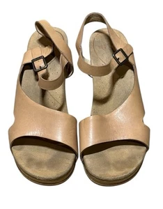 Dansko Tasha Sandals Womens Size 11 EUR 42 Beige Leather Wood Cut-Out Heels - Picture 1 of 9