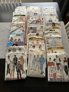 Vintage Lot of 30 Sewing Patterns Uncut and Cut: Men, Women & Children - Picture 1 of 10