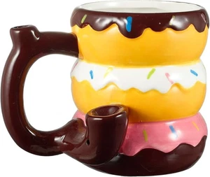 Donut Roast & Toast Ceramic Coffee Mug with Pipe, Wake n Bake 16OZ/475ml - Picture 1 of 3