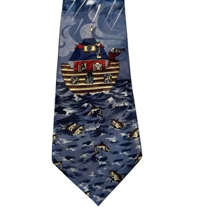 Steven Harris Tie Mens Noahs Ark Rain Storm Animal Novelty Necktie Handmade Fun - Picture 1 of 9