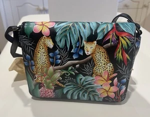 NWT Genuine Retired Anuschka Jungle Queen Flap Crossbody Leather Handbag Bag - Picture 1 of 7