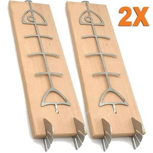 2X Flammlachsbrett Hochqualitatives Edelstahl Flammlachshalter Feuerschalen - Bild 1 von 2