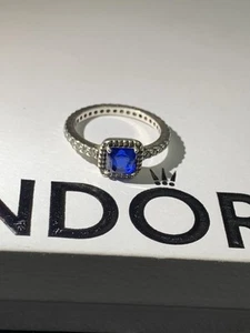 Pandora ALE Timeless Sparkling Square Blue Halo Ring in Sterling Silber Gr. 6,5 - Bild 1 von 7