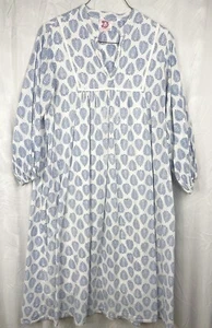 Maxi Vestido Victoria Dunn East Bay Blanco Estampado en Bloque M/XL Pradera Casa Núcleo - Imagen 1 de 7