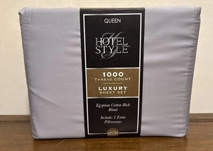 Hotel Style 1000 Thread Count Egyptian Cotton-Rich Luxury Sheet Set Queen Grey - Picture 1 of 11
