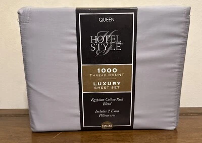 Hotel Style 1000 Thread Count Egyptian Cotton-Rich Luxury Sheet Set  Queen Grey - Image 1 of 4