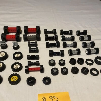 Lego Over 130 Pieces  Bulk Vehicle Parts Car Truck Tires axle Rims - Image 1 of 4