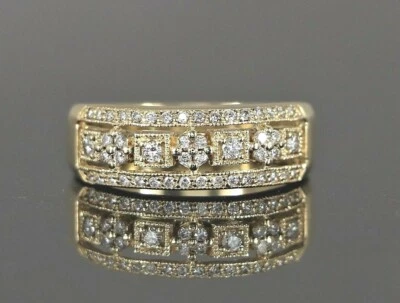 $2850 EFFY 14K желтое золото круглый бриллиант молозиво коктейльное кольцо группы Sz 10,5 - Изображение 1 из 4