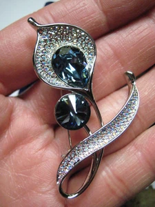 Richapex Elegant Blue Crystal Brooch Pin Cubic Zirconia Crystal Pin Brooch - Picture 1 of 6