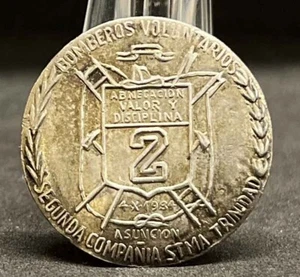 Paraguay Asunción 1984 Bomberos Voluntarios, Plata, Emblema, Pieza Escasa - Imagen 1 de 13