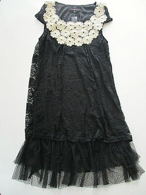 Vestido SPICY GIRL Talla S/M Niña 8-10 años Negro Marfil Encaje Ligero Especial Nuevo con Etiquetas Foto 1 de 4