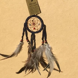 Blue & Feather Dreamcatcher 30cm Native American Mobile Wall Hanging - Picture 1 of 5