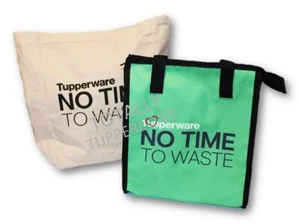 Juego de 2 bolsos de compras y bolsas refrigeradoras aisladas Tupperware verde sin tiempo que desperdiciar - Imagen 1 de 2