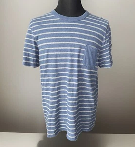 Jack Spade Men’s 100% Cotton Blue Striped Short Sleeves Crew Neck Tee-Size Large - Picture 1 of 7