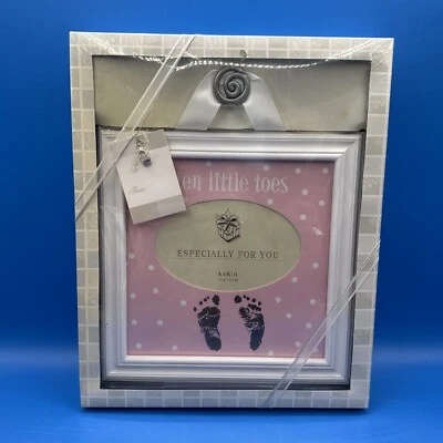 NUEVO "TEN LITTLE TOES" Niña Rosa y Blanco Polkadot 6x4 Cuadro/Huella Marco Foto 1 de 4