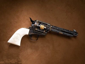 Pistola pacificadora grabada del ejército de acción única Colt decoración cartel de pared impresión Reino Unido - Imagen 1 de 13